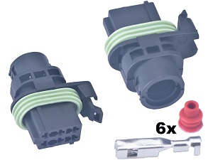 Connecteur de pompe à carburant à 6 pôles avec joints de fil et bornes
