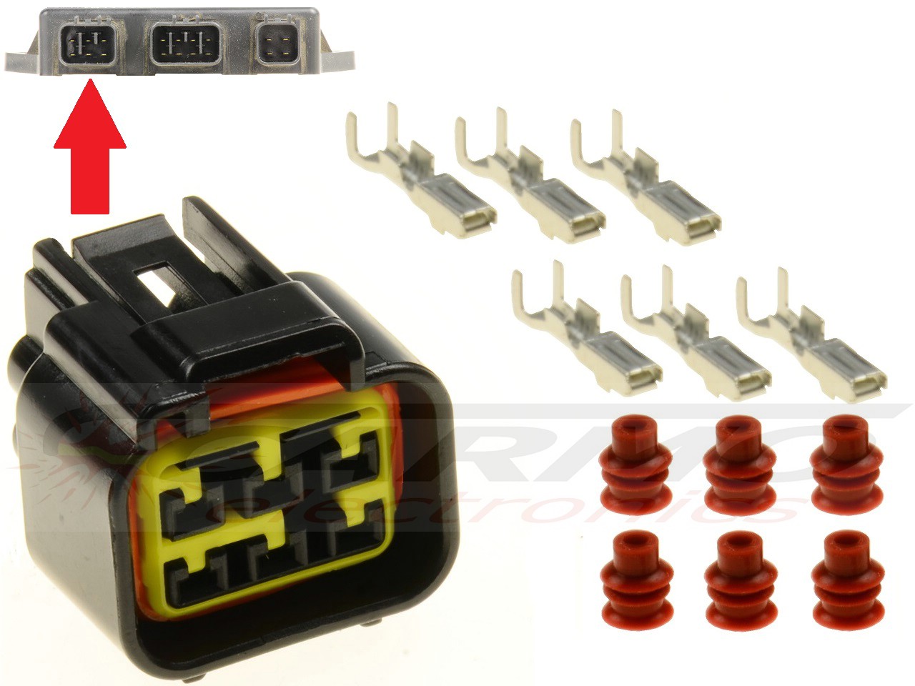 Connecteur CDI ECU 6 pôles pour moto - Cliquez sur l'image pour la fermer