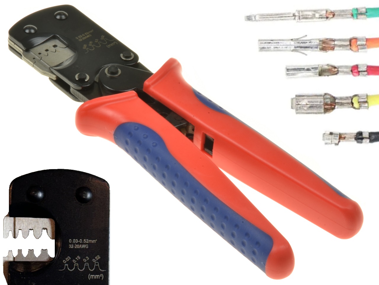 AMP faston crimping tool plier - 0,03mm2-0.52mm2 / 32-20AWG - Cliquez sur l'image pour la fermer