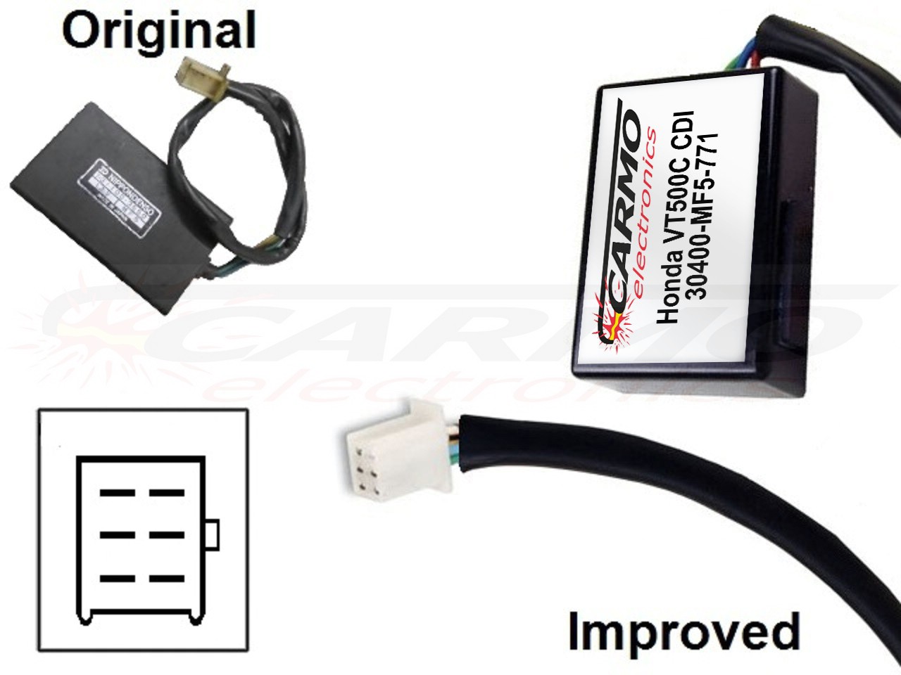 Honda VT500 V30 Shadow TCI CDI dispositif de commande boîte noire (MF5, 131100-355) - Cliquez sur l'image pour la fermer