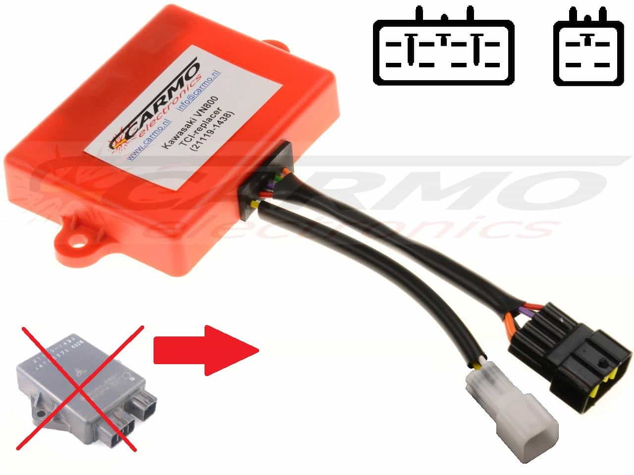 Kawasaki VN800 improved CDI TCI Unit Ignition Module 21119-1438 - Cliquez sur l'image pour la fermer