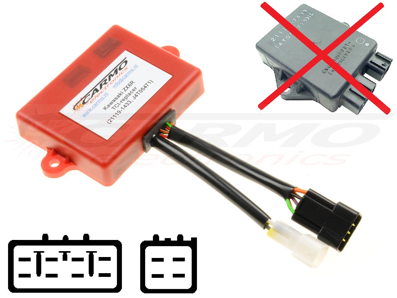 Kawasaki ZX6R ZX-6R Ninja ZX600F TCI CDI dispositif de commande boîte noire (21119-1433, J4T05471) - Cliquez sur l'image pour la fermer