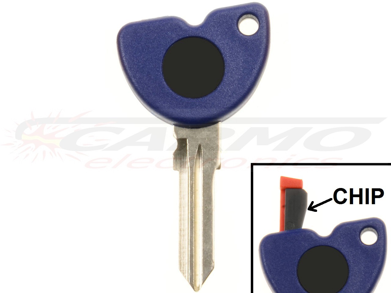 Piaggio/Vespa/Gilera clé à puce non-rempli + chip (PIA-1B004020, PIA-573960) - Cliquez sur l'image pour la fermer