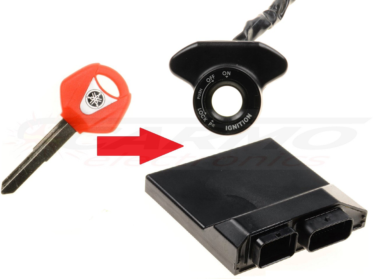 Yamaha 1x programmation clé → ECU de moto + bague d'immobilisation - Cliquez sur l'image pour la fermer
